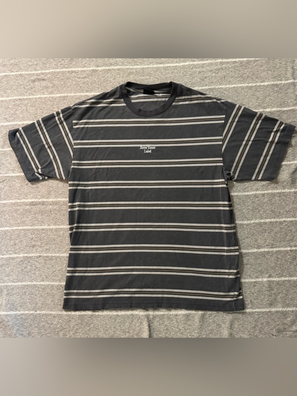 Men's Gray Stripe Crewneck Tee